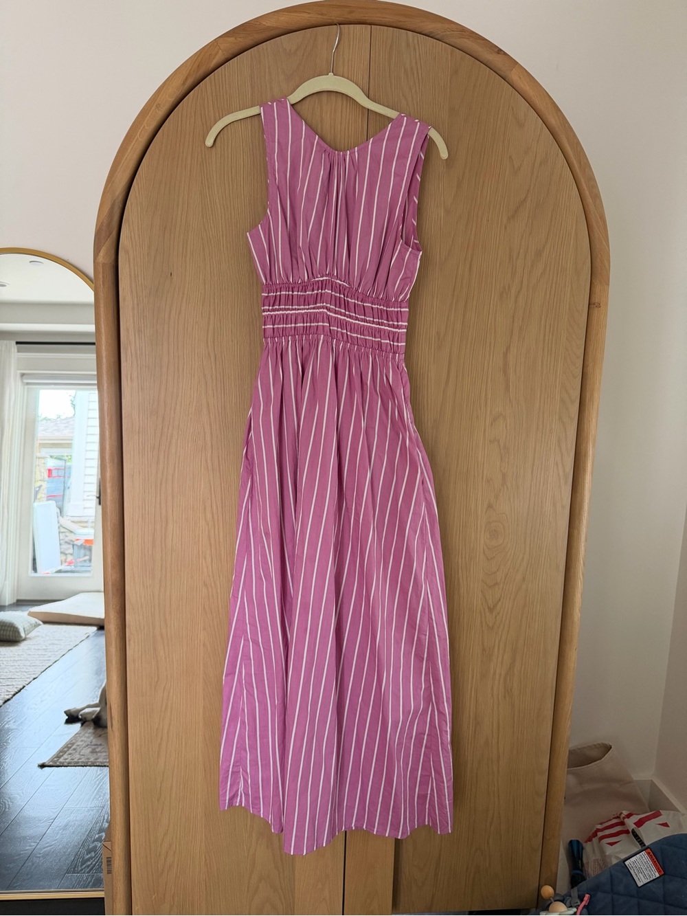Faithfull the Brand Size XS Sleeveless Pink Striped Midi Dress
